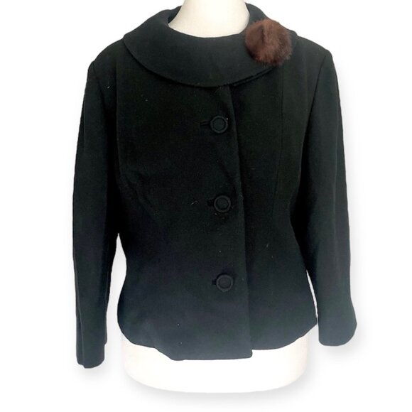 Vintage 60s Jr. Scene By Glenhaven Cropped Wool Jacket With Mink Fur Detail - Picture 3 of 11